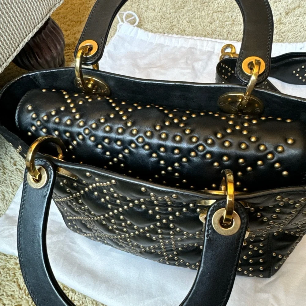 Lady Dior Black with Gold Studs Cannage Bag. Like new. Only used a few times. - Picture 5 of 14